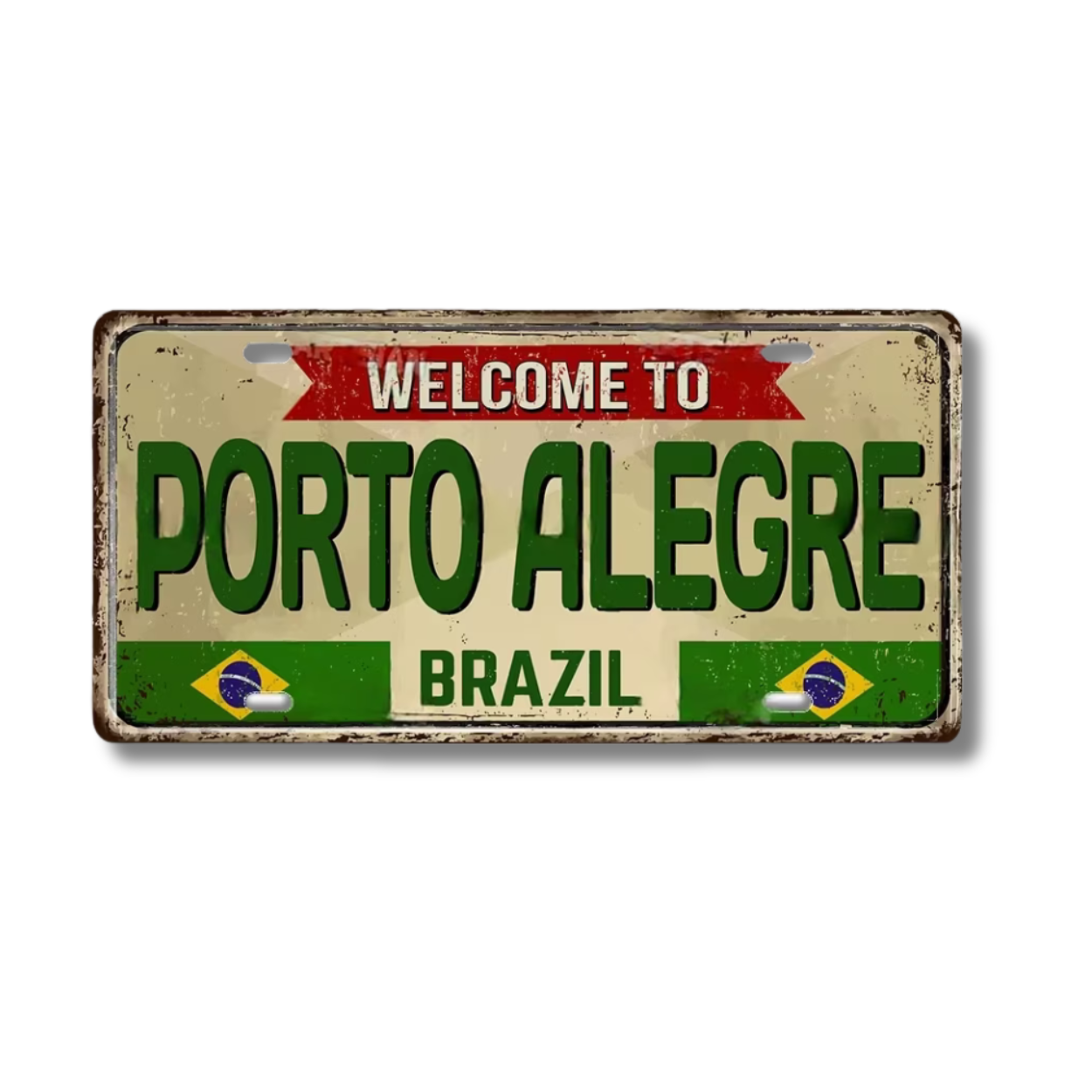 Brazilian States License Plate • Brazil City Names Tin Sign • Retro Wall Hanging Metal Print • Vintage Shabby Chic South American Decor • Papagaio Studio Design Shop