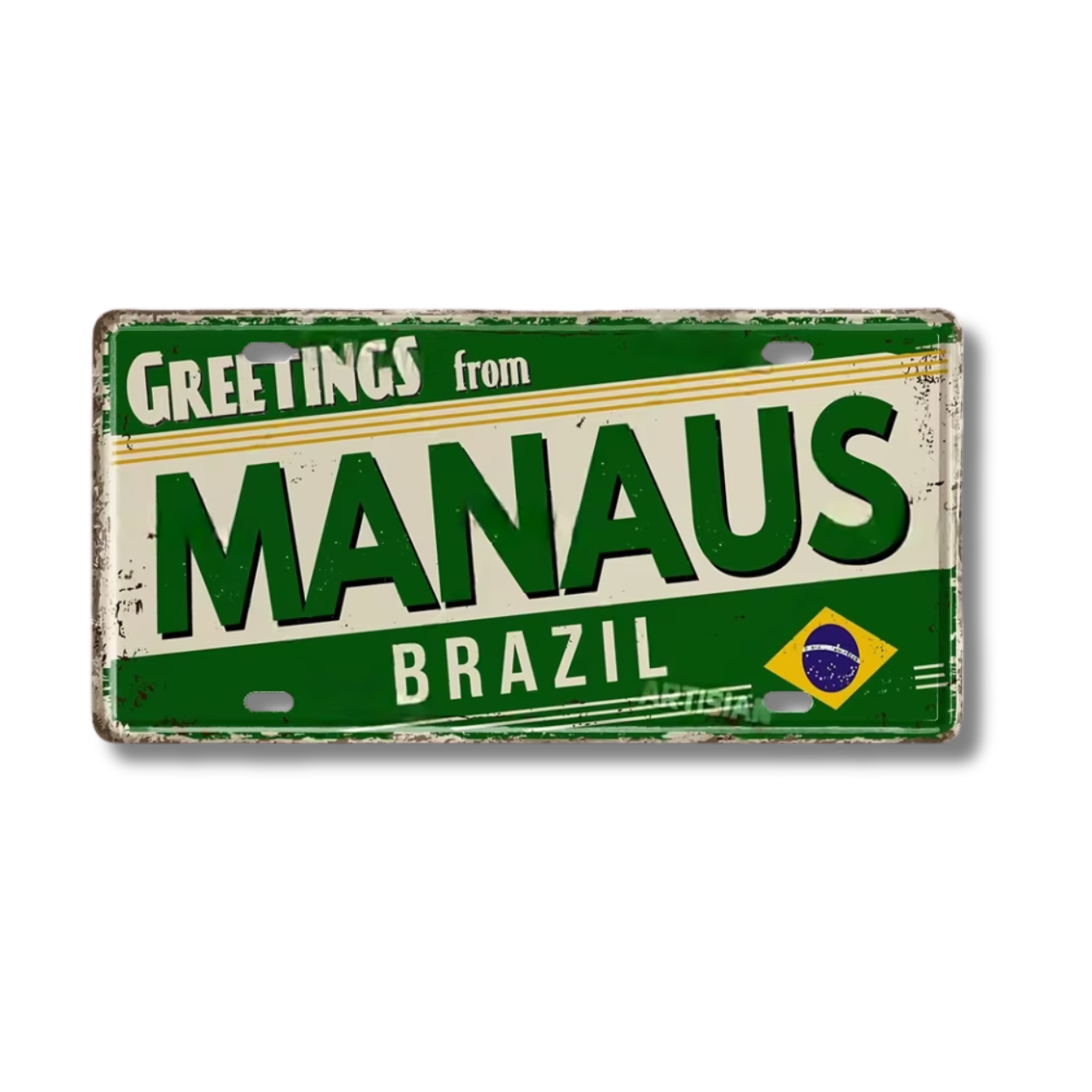 Brazilian States License Plate • Brazil City Names Tin Sign • Retro Wall Hanging Metal Print • Vintage Shabby Chic South American Decor • Papagaio Studio Design Shop