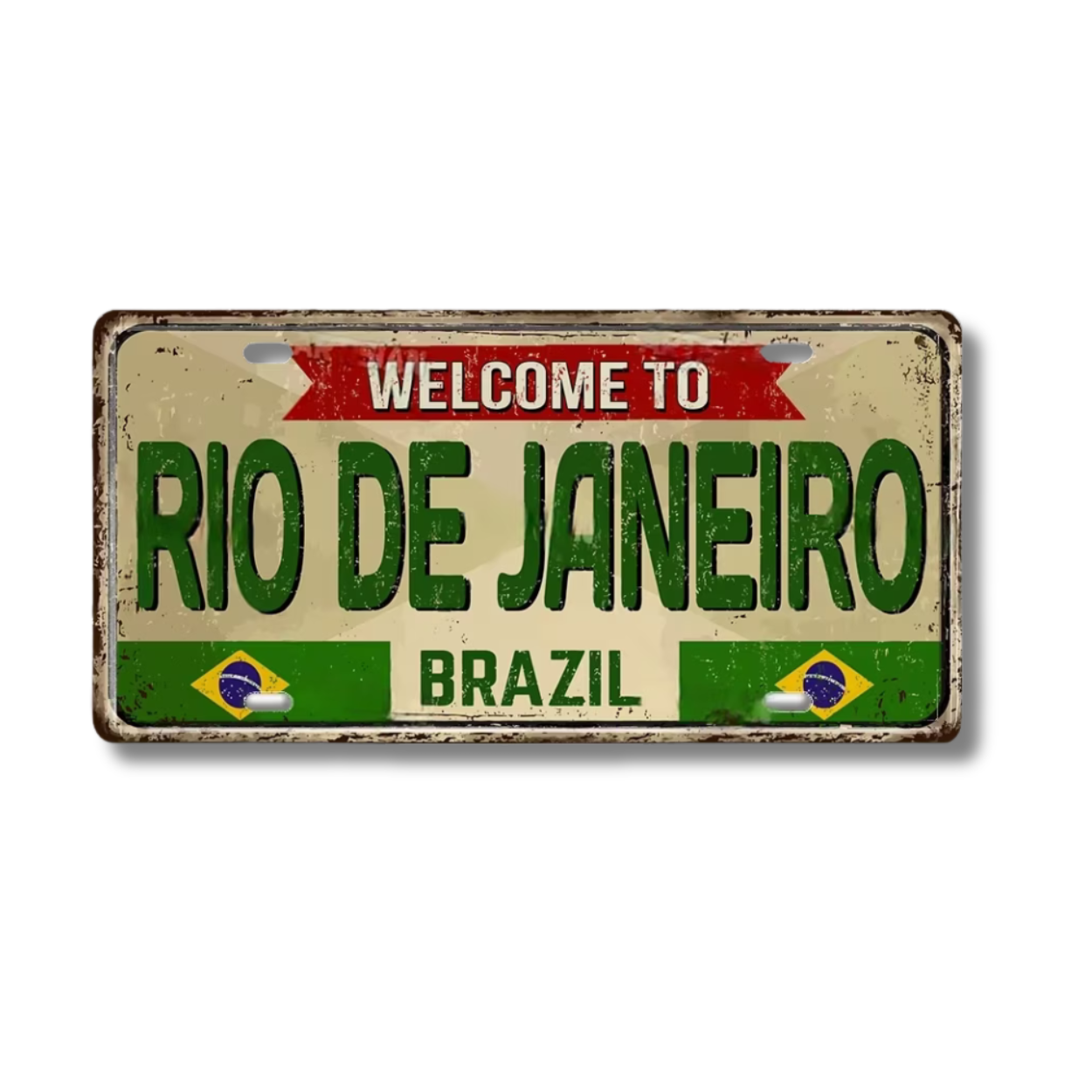 Brazilian States License Plate • Brazil City Names Tin Sign • Retro Wall Hanging Metal Print • Vintage Shabby Chic South American Decor • Papagaio Studio Design Shop
