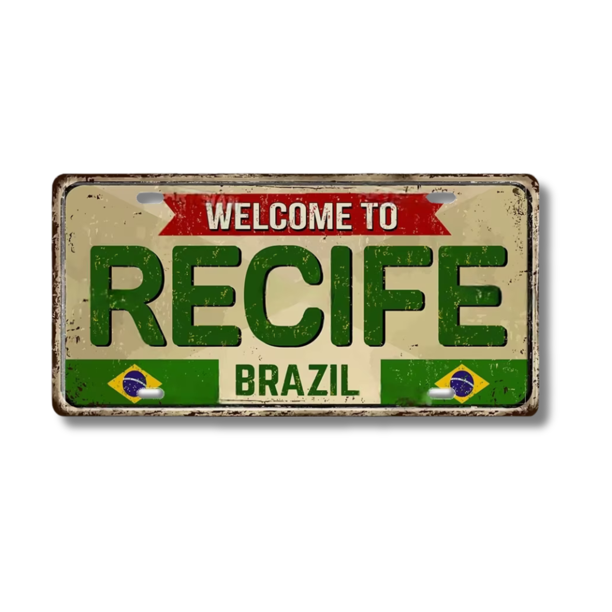Brazilian States License Plate • Brazil City Names Tin Sign • Retro Wall Hanging Metal Print • Vintage Shabby Chic South American Decor • Papagaio Studio Design Shop