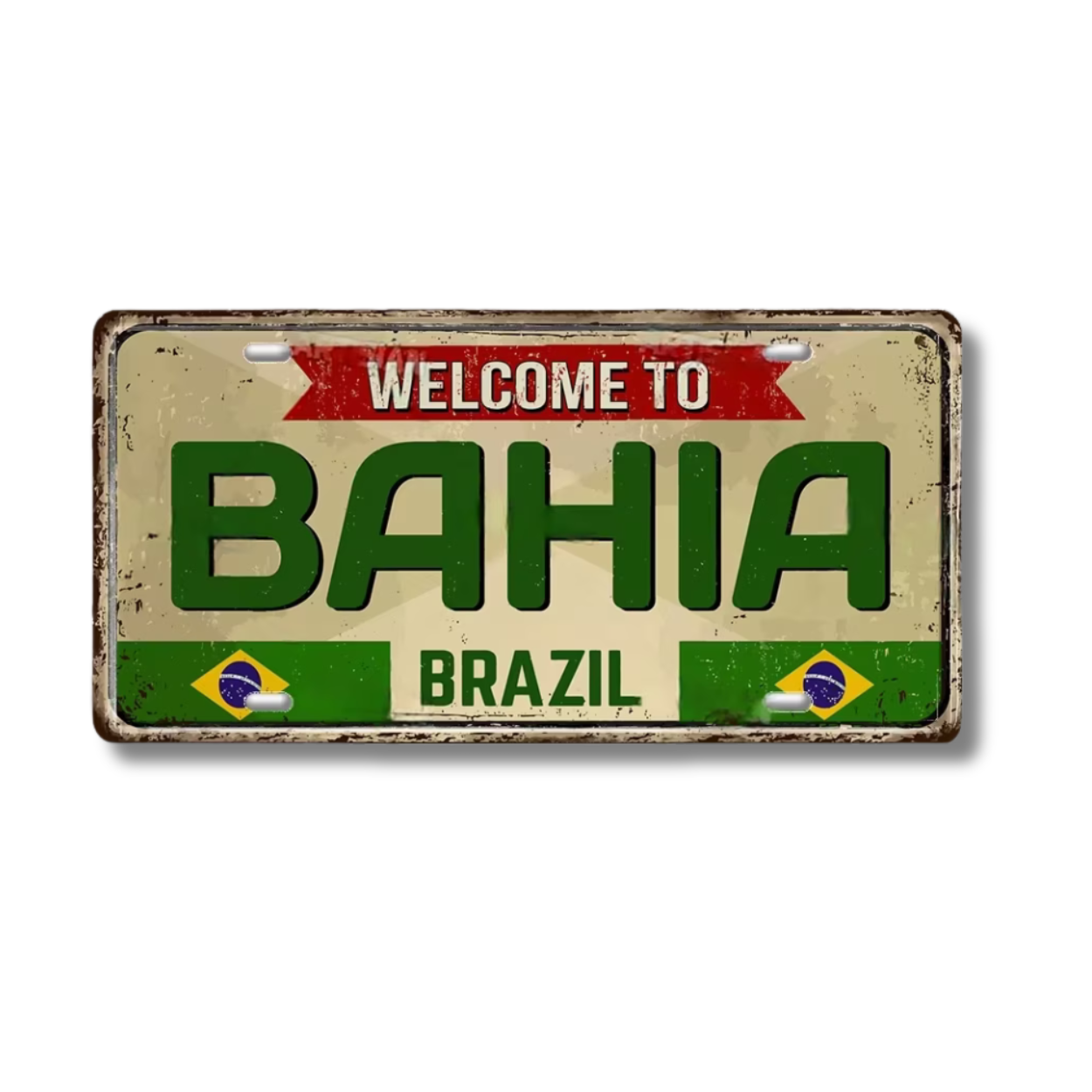 Brazilian States License Plate • Brazil City Names Tin Sign • Retro Wall Hanging Metal Print • Vintage Shabby Chic South American Decor • Papagaio Studio Design Shop