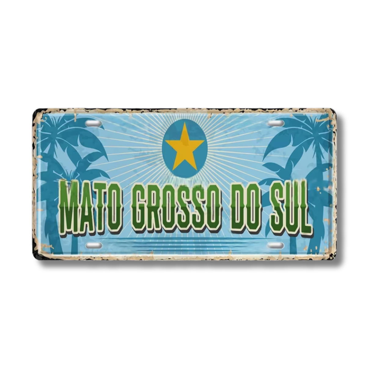 Brazilian States License Plate • Brazil City Names Tin Sign • Retro Wall Hanging Metal Print • Vintage Shabby Chic South American Decor • Papagaio Studio Design Shop