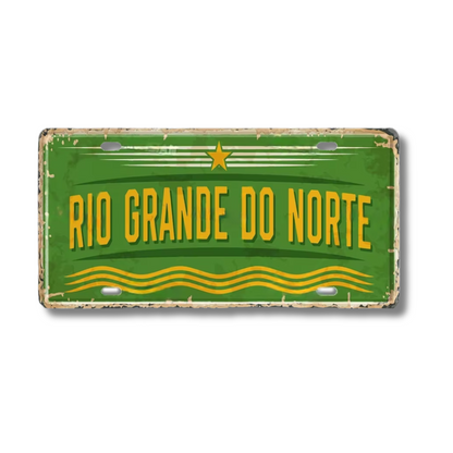 Brazilian States License Plate • Brazil City Names Tin Sign • Retro Wall Hanging Metal Print • Vintage Shabby Chic South American Decor • Papagaio Studio Design Shop