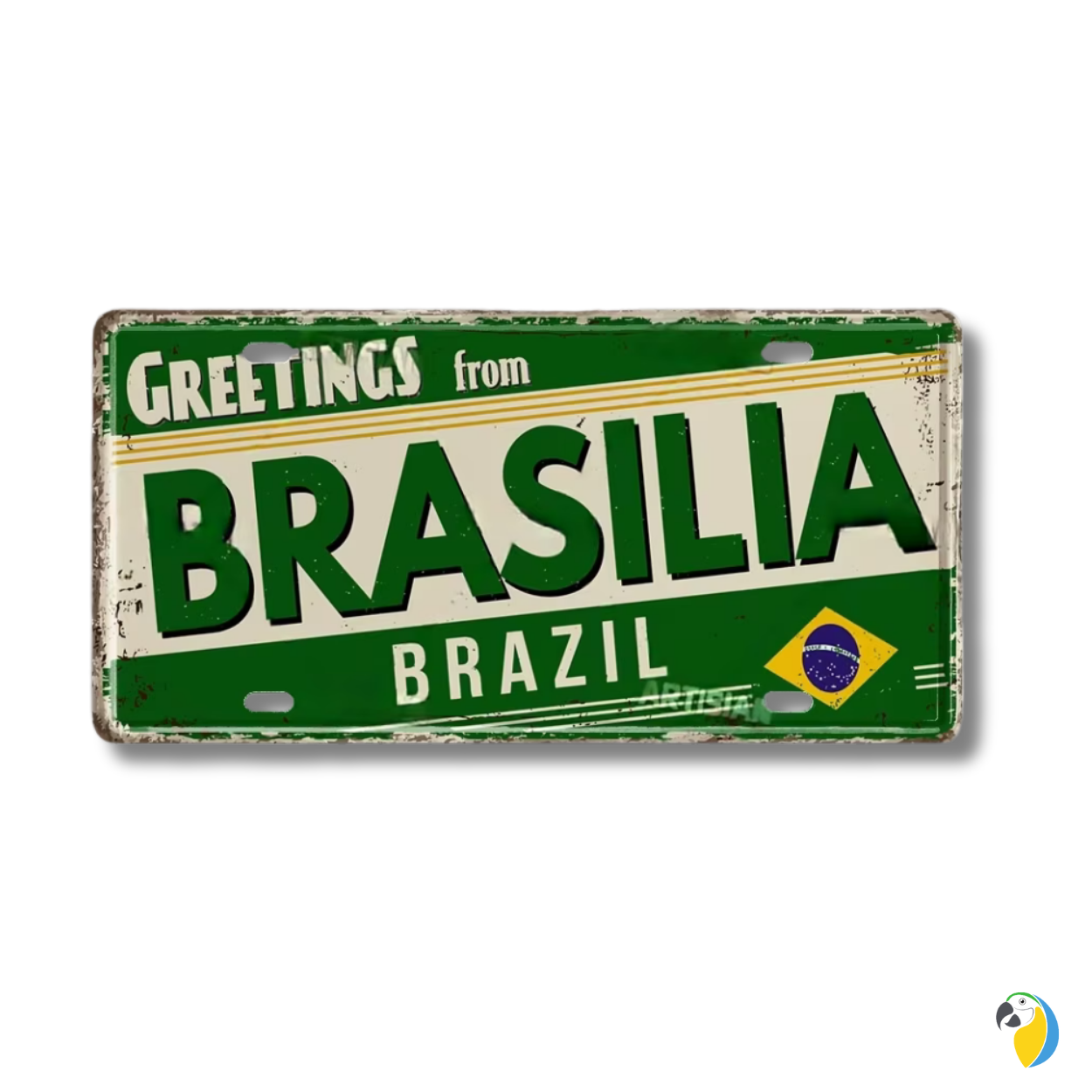 Brazilian States License Plate • Brazil City Names Tin Sign • Retro Wall Hanging Metal Print • Vintage Shabby Chic South American Decor • Papagaio Studio Design Shop
