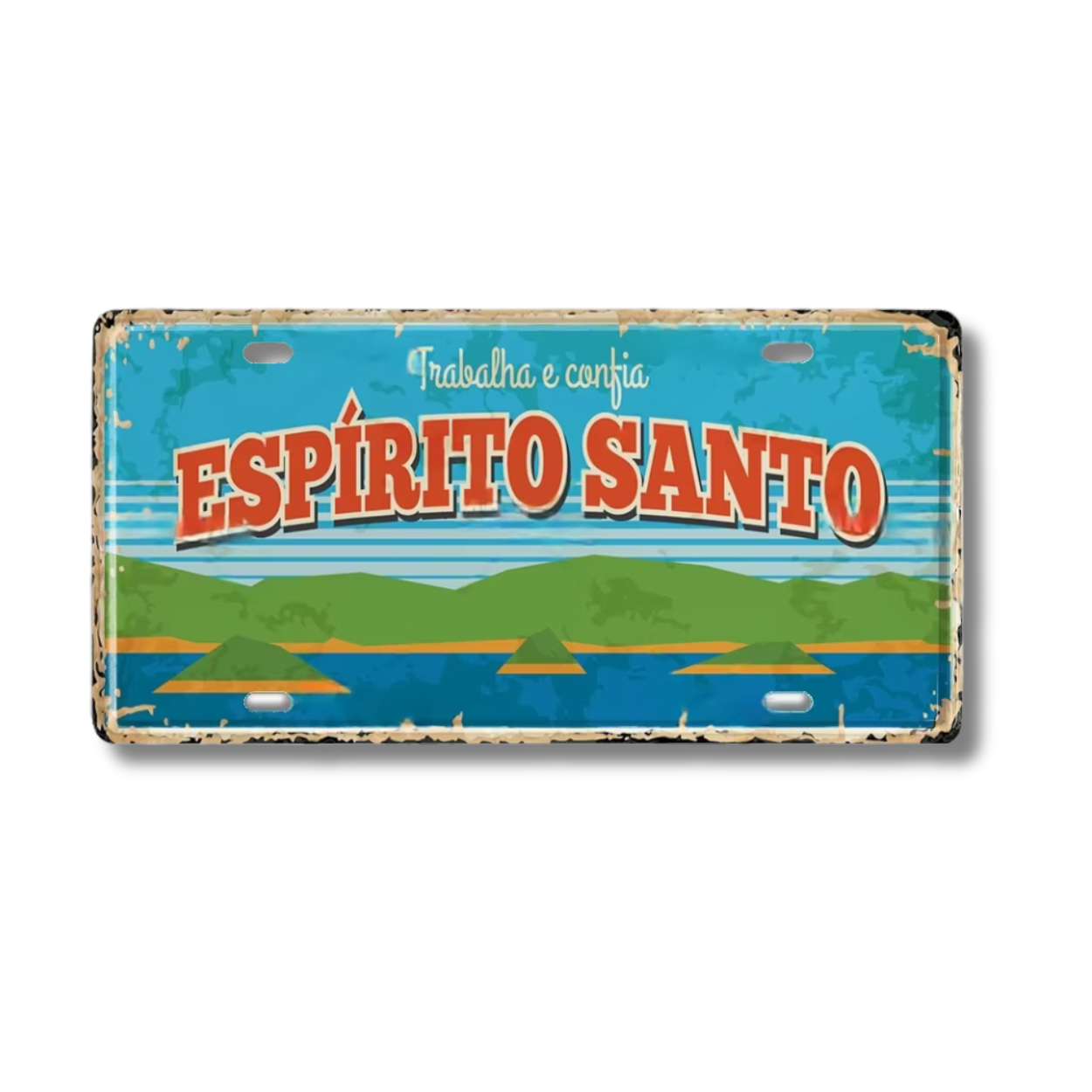 Brazilian States License Plate • Brazil City Names Tin Sign • Retro Wall Hanging Metal Print • Vintage Shabby Chic South American Decor • Papagaio Studio Design Shop