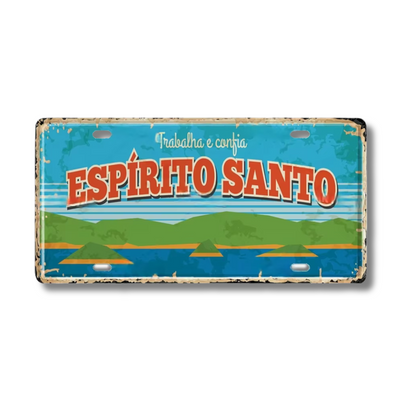 Brazilian States License Plate • Brazil City Names Tin Sign • Retro Wall Hanging Metal Print • Vintage Shabby Chic South American Decor • Papagaio Studio Design Shop