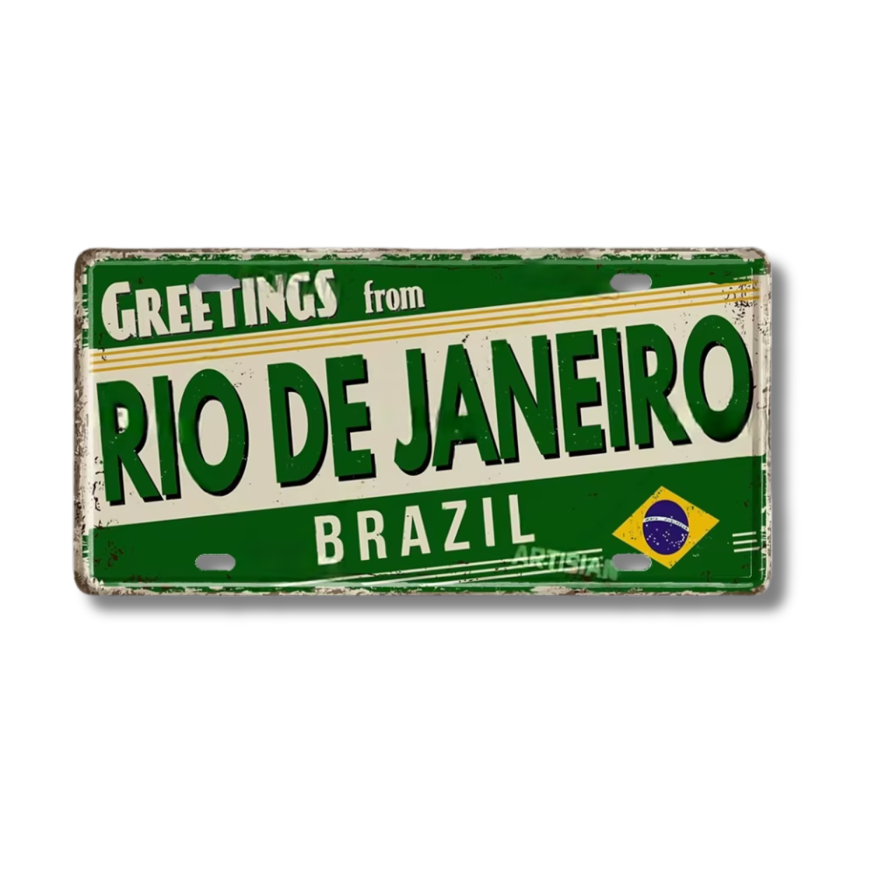 Brazilian States License Plate • Brazil City Names Tin Sign • Retro Wall Hanging Metal Print • Vintage Shabby Chic South American Decor • Papagaio Studio Design Shop