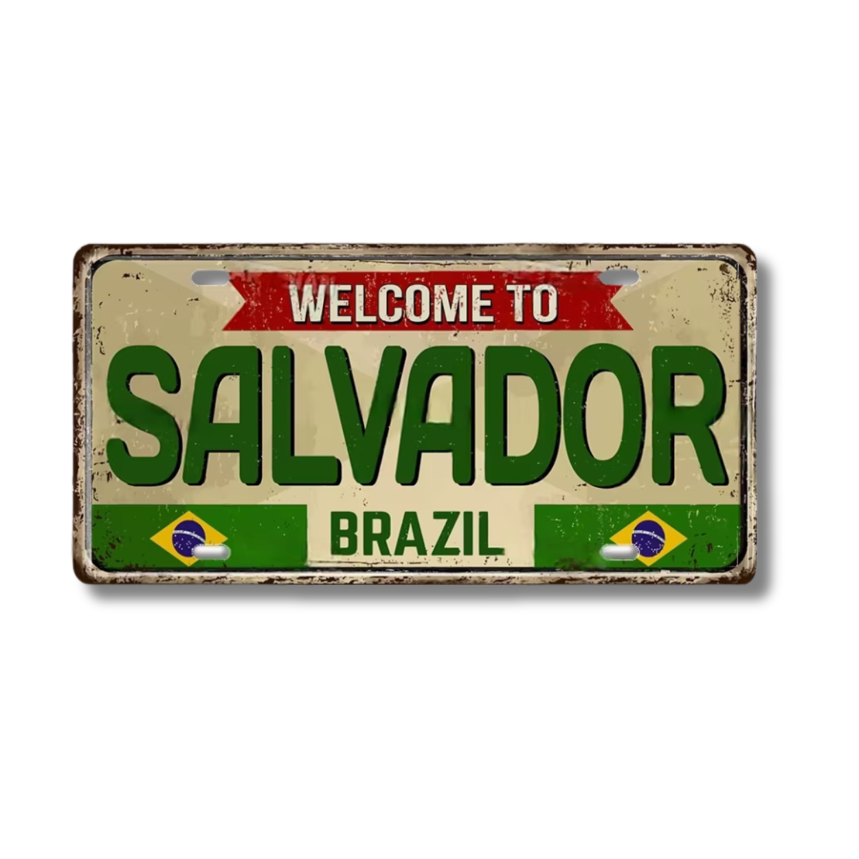 Brazilian States License Plate • Brazil City Names Tin Sign • Retro Wall Hanging Metal Print • Vintage Shabby Chic South American Decor • Papagaio Studio Design Shop