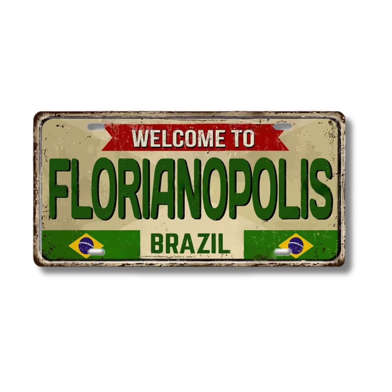Brazilian States License Plate • Brazil City Names Tin Sign • Retro Wall Hanging Metal Print • Vintage Shabby Chic South American Decor • Papagaio Studio Design Shop