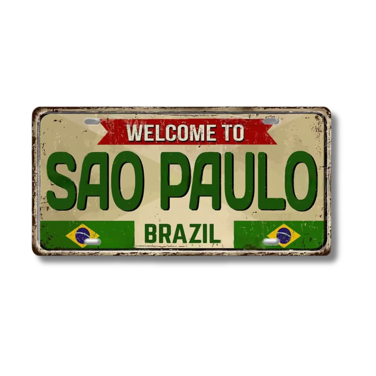 Brazilian States License Plate • Brazil City Names Tin Sign • Retro Wall Hanging Metal Print • Vintage Shabby Chic South American Decor • Papagaio Studio Design Shop