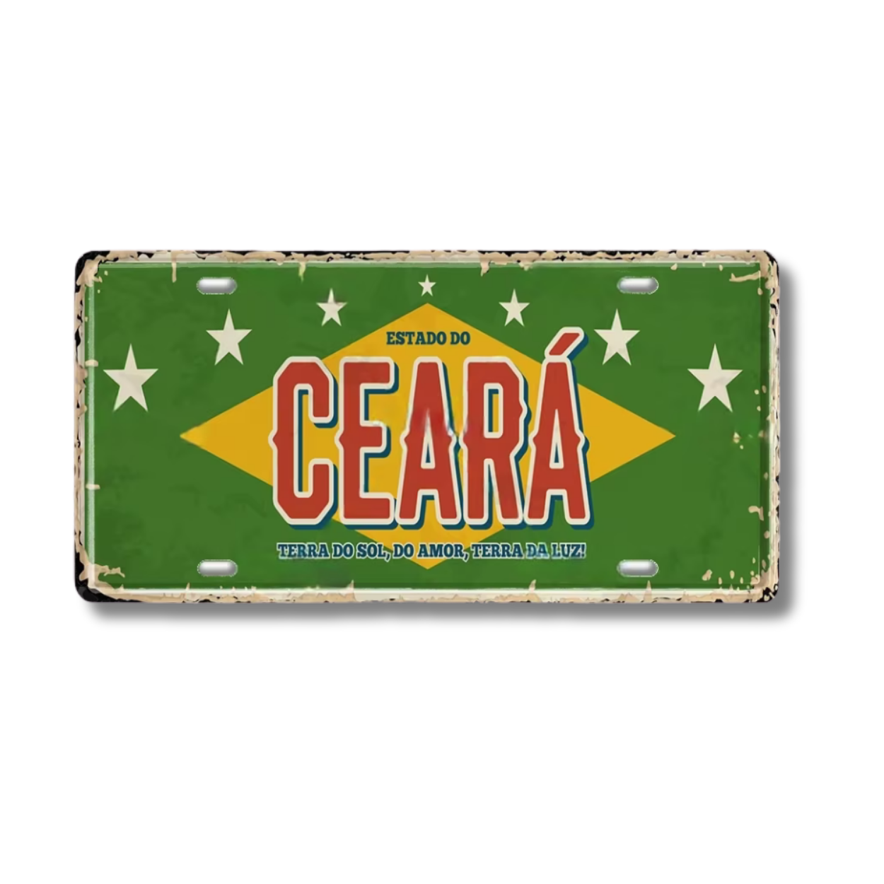 Brazilian States License Plate • Brazil City Names Tin Sign • Retro Wall Hanging Metal Print • Vintage Shabby Chic South American Decor • Papagaio Studio Design Shop