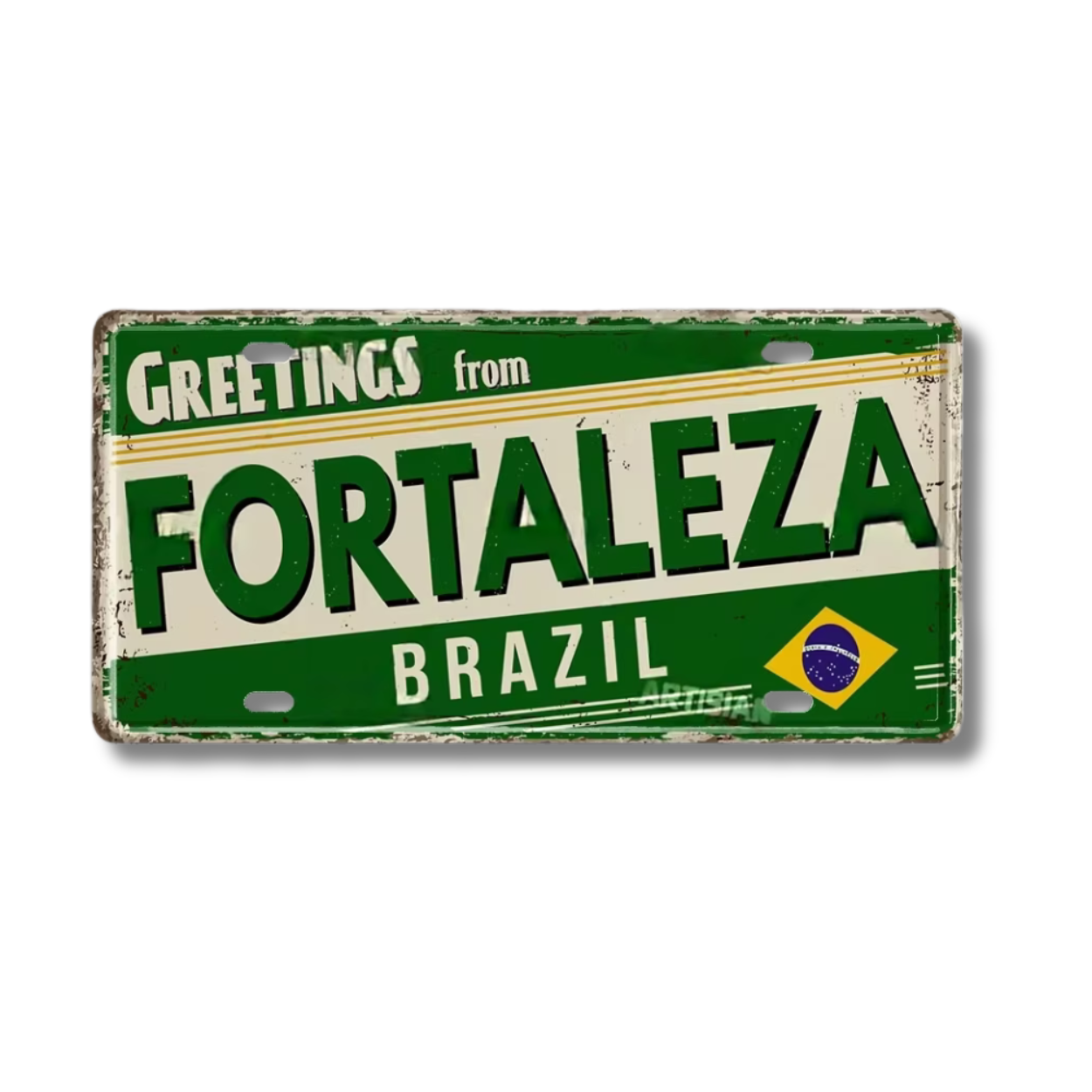 Brazilian States License Plate • Brazil City Names Tin Sign • Retro Wall Hanging Metal Print • Vintage Shabby Chic South American Decor • Papagaio Studio Design Shop