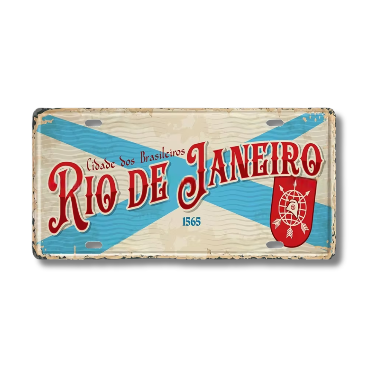 Brazilian States License Plate • Brazil City Names Tin Sign • Retro Wall Hanging Metal Print • Vintage Shabby Chic South American Decor • Papagaio Studio Design Shop