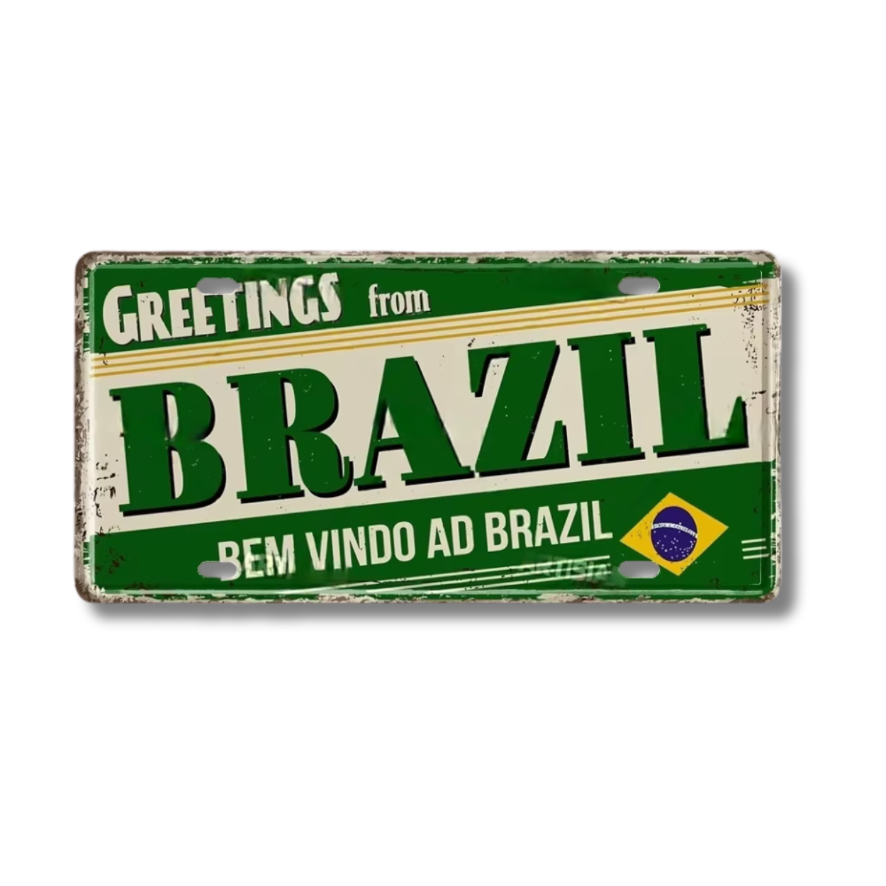 Brazilian States License Plate • Brazil City Names Tin Sign • Retro Wall Hanging Metal Print • Vintage Shabby Chic South American Decor • Papagaio Studio Design Shop