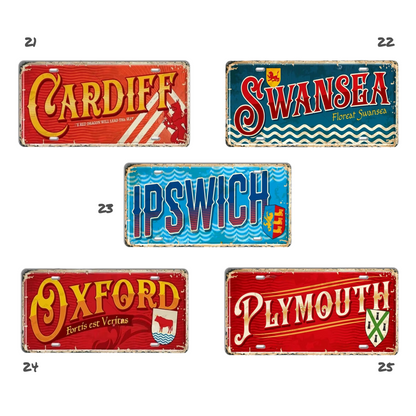 Britain Scotland Northern Ireland Landmark License Plate • England UK Metal Tin Sign • United Kingdom Cities & Territories Metal Sign •Papagaio Studio Design Shop