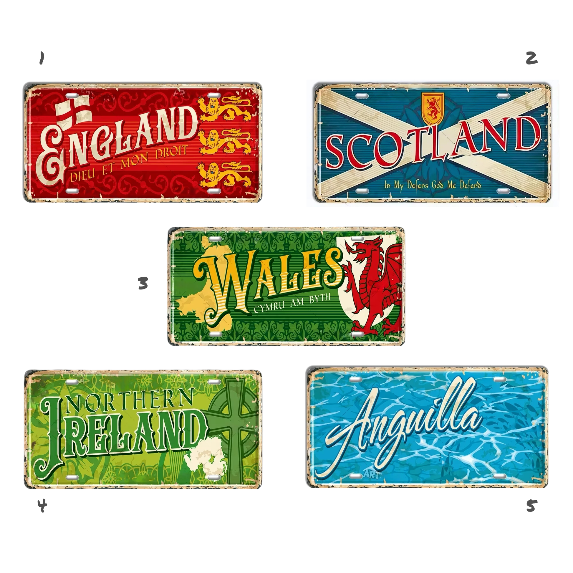 Britain Scotland Northern Ireland Landmark License Plate • England UK Metal Tin Sign • United Kingdom Cities & Territories Metal Sign •Papagaio Studio Design Shop