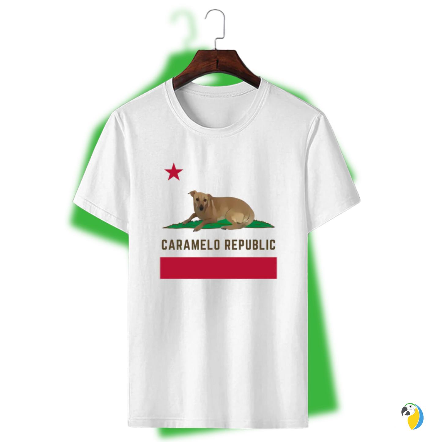 Caramelo Republic Parody Flag T-Shirt • Brazil California Mesh Up Funny Tee • Papagaio Studio Apparel Shop