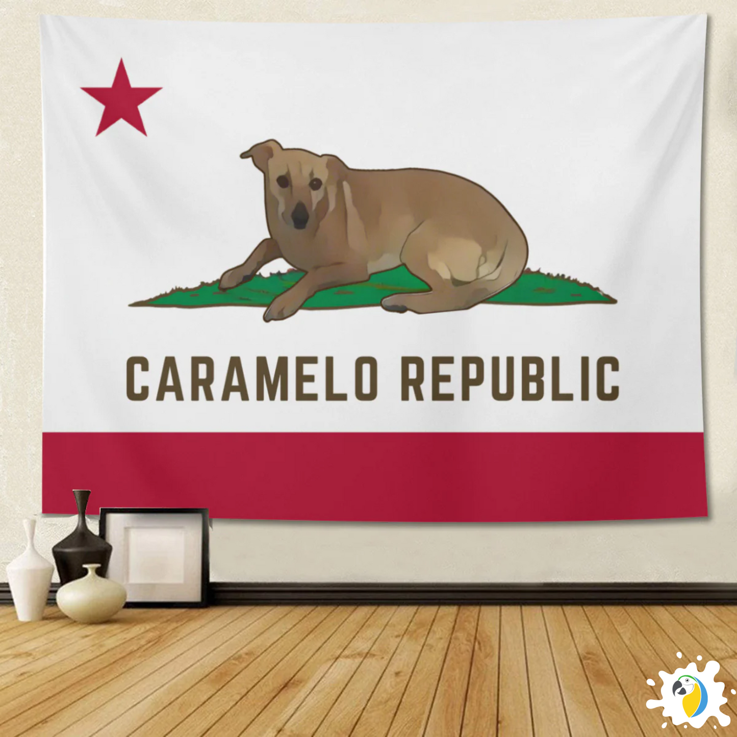 Caramelo Republic Parody Of The California Flag Wall Tapestry • Humorous Housewarming Gift Decor For Brazilians