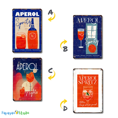 Classical Cocktail Metal Print, Caipirinha, Gin & Tonic, Aperol Vintage Tin Sign • Papagaio Studio Decor Shop