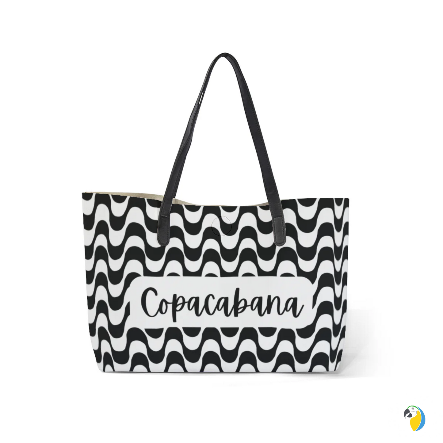 Copacabana Brasil Weekend Tote Bag • Iconic Brazilian Beach Design Shoulder Bag • Gift For Travel Enthusiasts • Papagaio Studio Apparel Shop