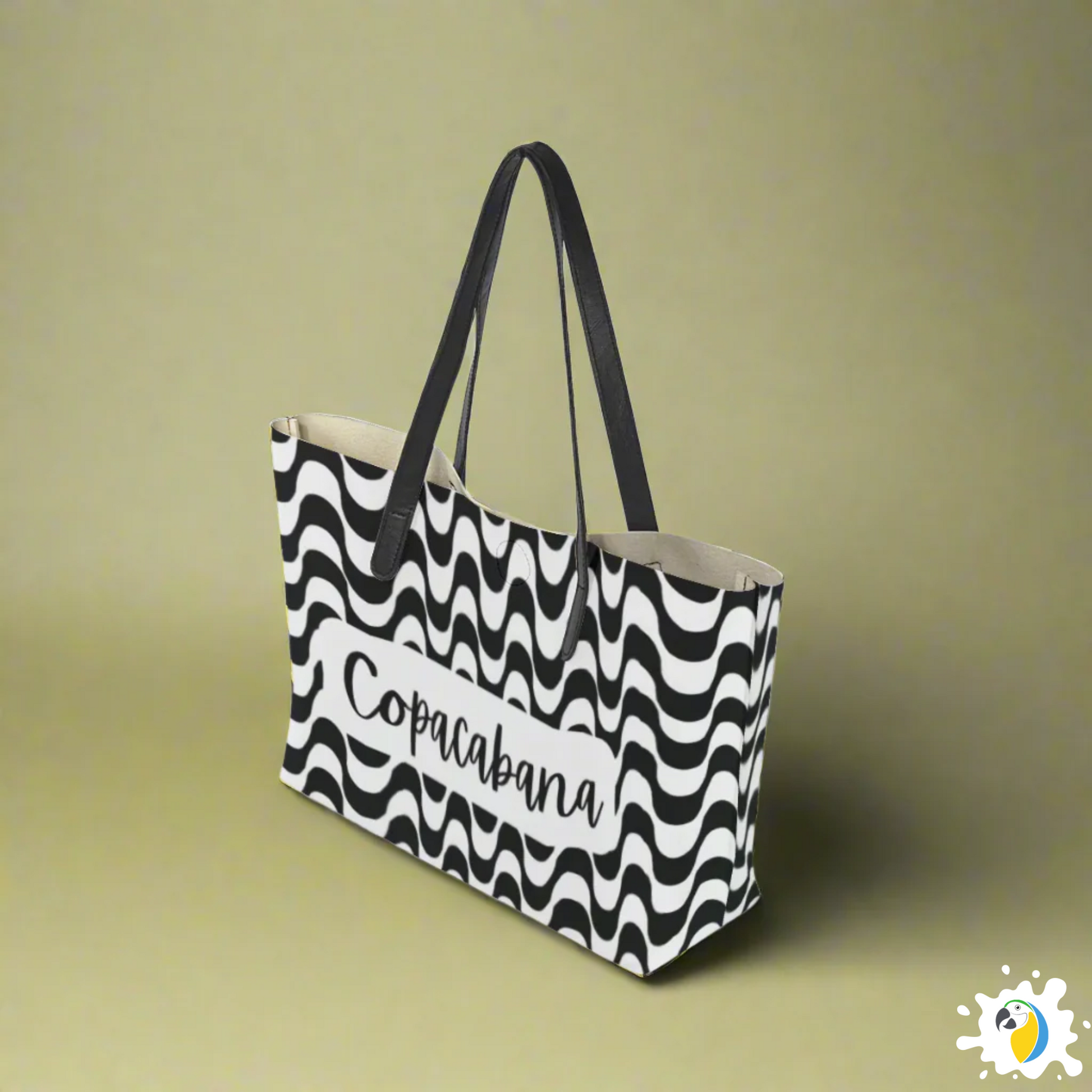 Copacabana Brasil Weekend Tote Bag • Iconic Brazilian Beach Design Shoulder Bag • Gift For Travel Enthusiasts • Papagaio Studio Apparel Shop