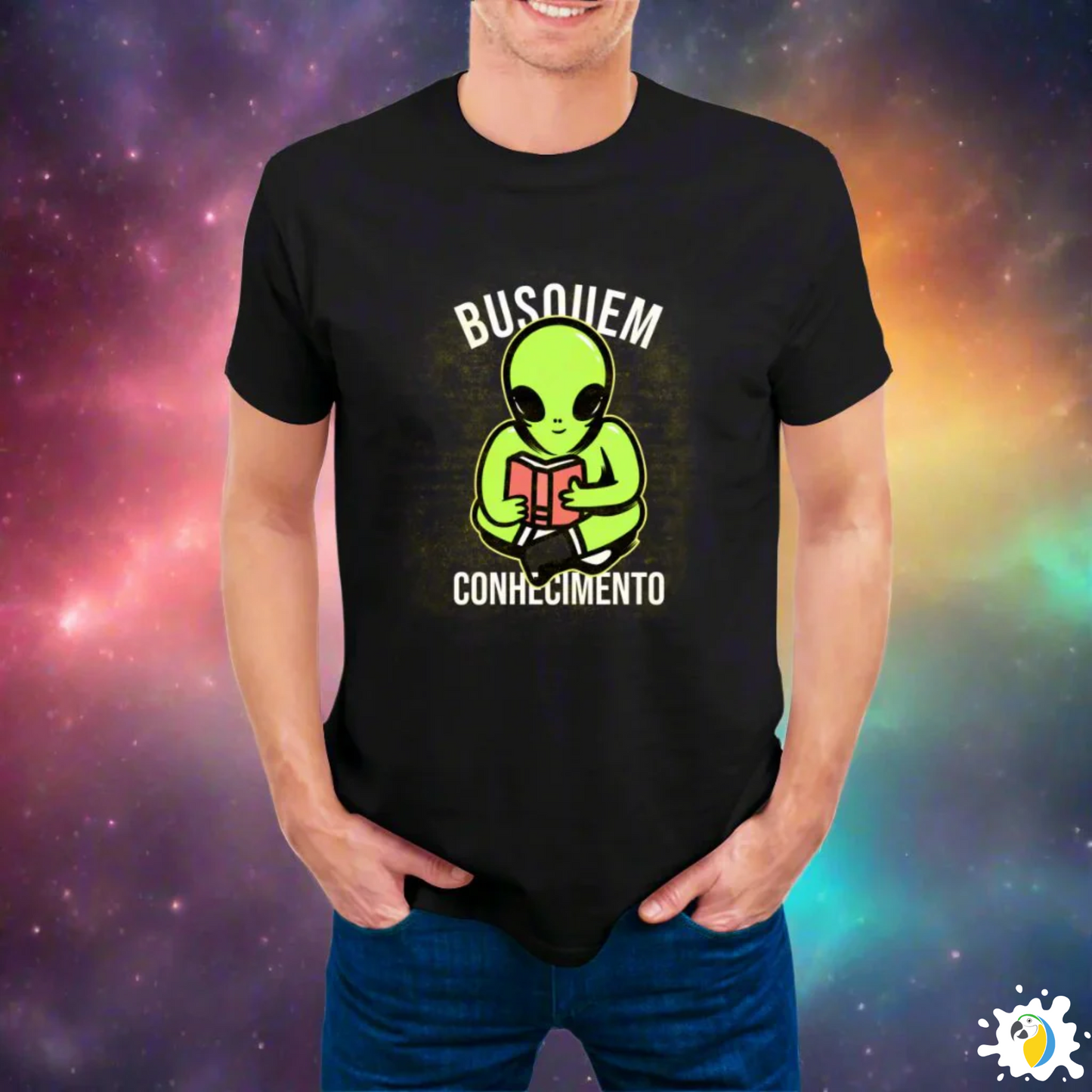 ET Bilu Brazilian Folklore Funny T-Shirt • Brazil Pop Meme "Busquem Conhecimento" Alien Tee Shirt