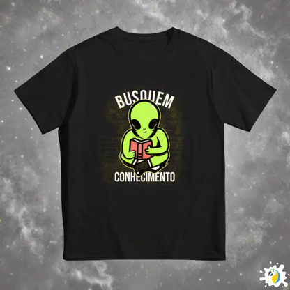 ET Bilu Brazilian Folklore Funny T-Shirt • Brazil Pop Meme "Busquem Conhecimento" Alien Tee Shirt