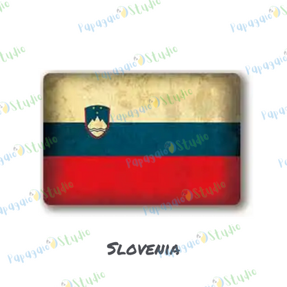 Europe National Flags Tin Sign • Retro Country Metal Print • Vintage European Nations Wall Art Decor For Home, Bar, Office, Cafe • Papagaio Studio Design Shop