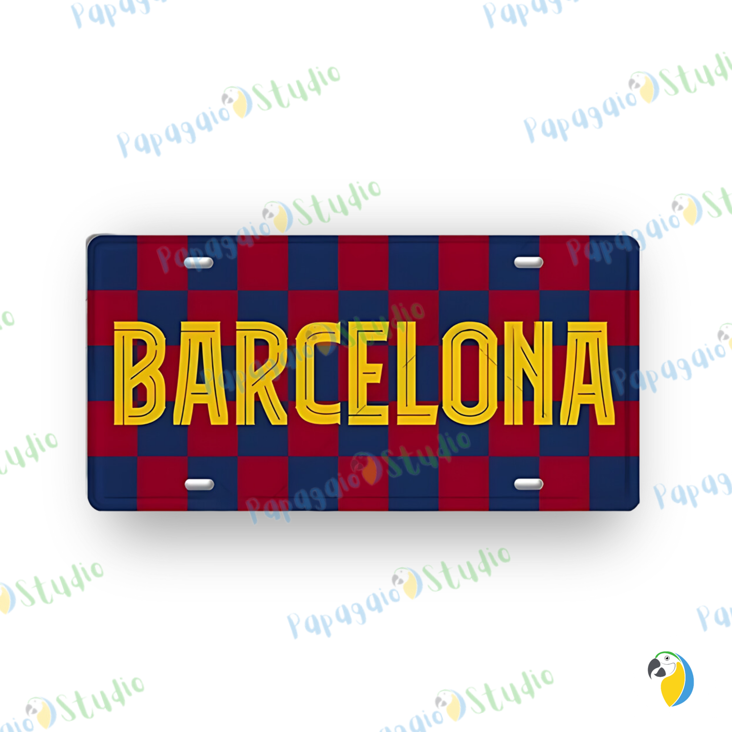 Football Jersey License Plate • Milan Barcelona Madrid Munich Manchester City Colors 15x30cm Tin Sign • Soccer Team Metal Print Wall Hanging • Papagaio Studio Design Shop