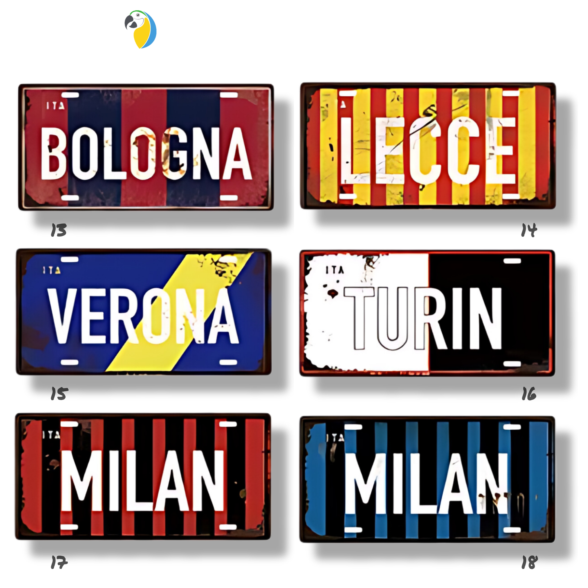 Italy City Tin Sign, Rome Milan Verona Florence License Plate For Shabby Chic Wall Decor, Eurotrip Souvenir Gift For Travelers • Papagaio Studio Home Decor Shop