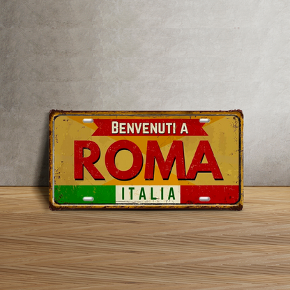 Italy License Plate • Italian City Comune Province Tin Sign • Euro Trip Landmark Metal Print • Travel Souvenir Shabby Chic Wall Decor Gift