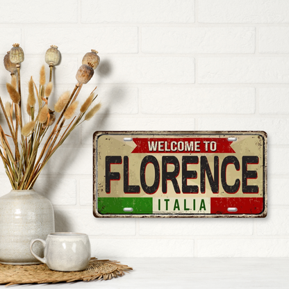 Italy License Plate • Italian City Comune Province Tin Sign • Euro Trip Landmark Metal Print • Travel Souvenir Shabby Chic Wall Decor Gift