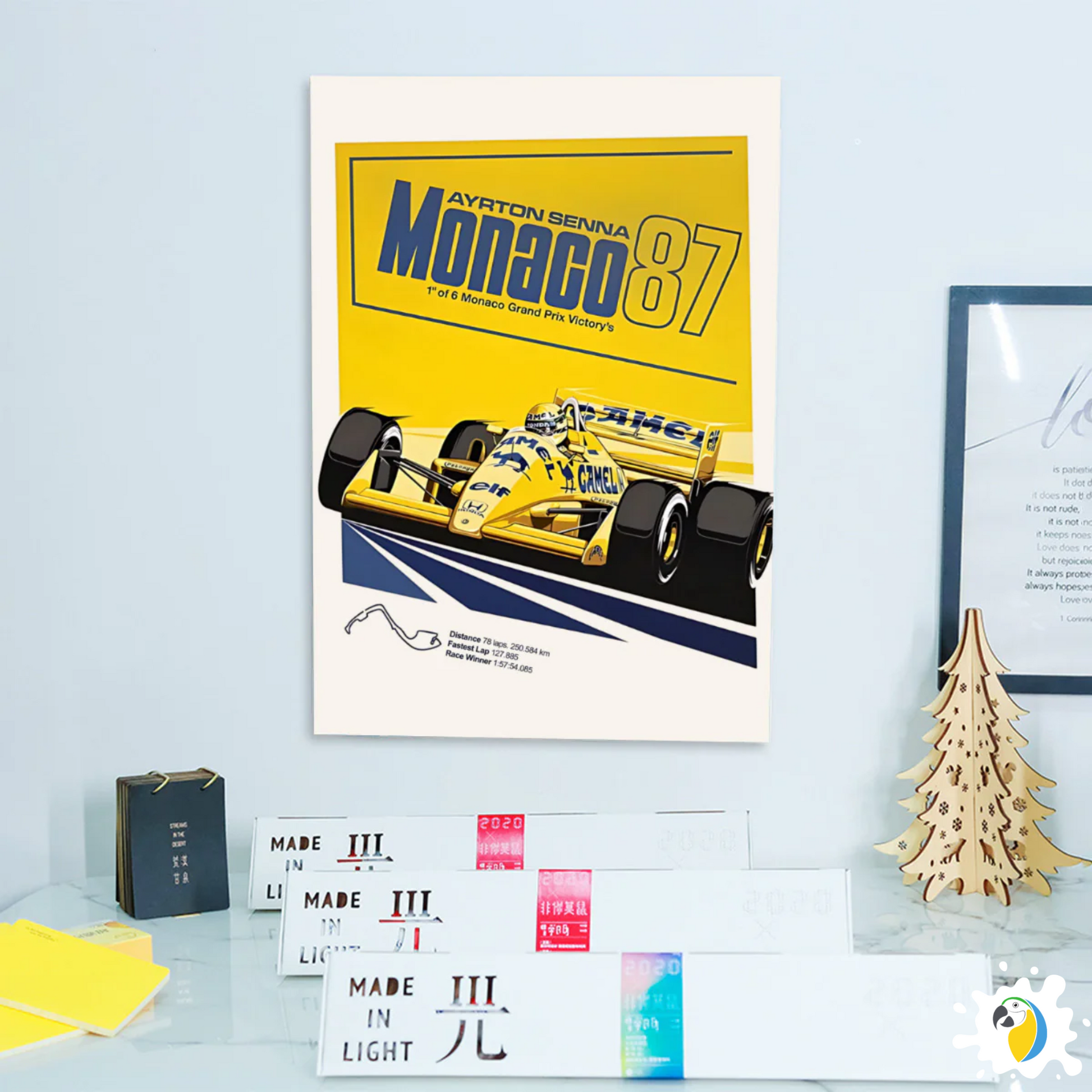 Ayrton Senna Monaco 1987 Grand Prix Victory - Self-Adhesive Poster • Papagaio Studio Shop