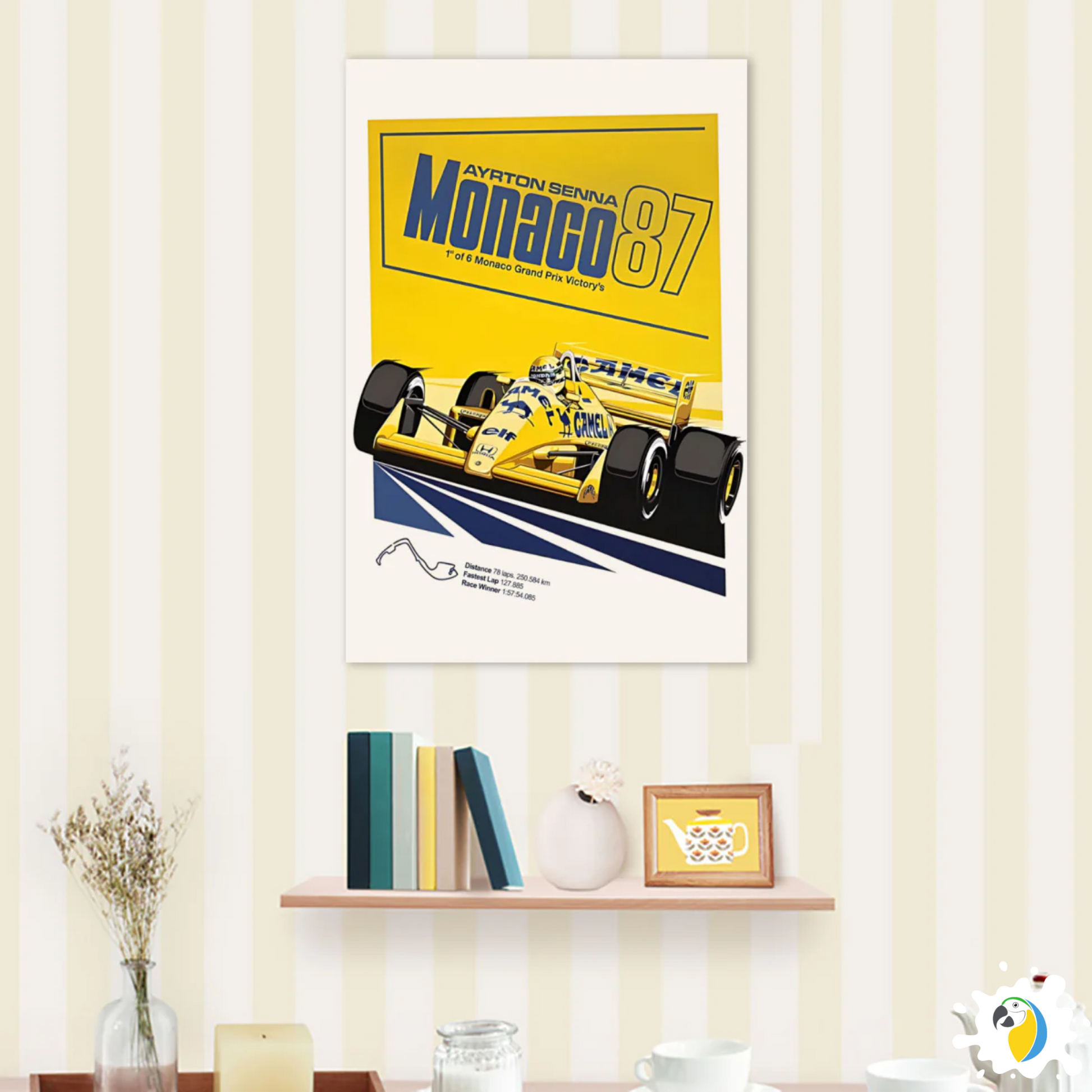 Ayrton Senna Monaco 1987 Grand Prix Victory - Self-Adhesive Poster • Papagaio Studio Shop