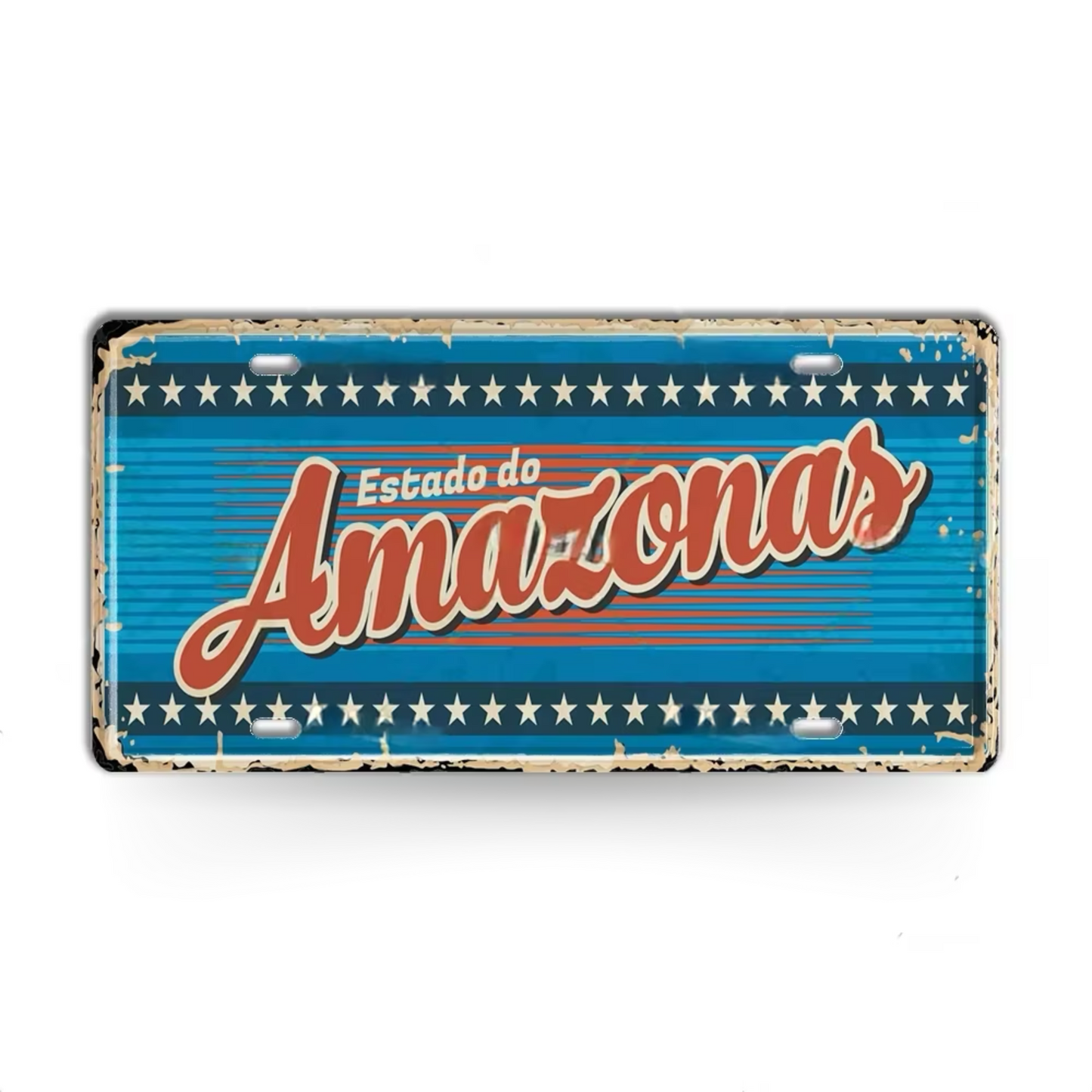 Brazilian States License Plate • Brazil City Names Metal Tin Sign • Retro Wall Hanging Print • Vintage Shabby Chic South American Decor