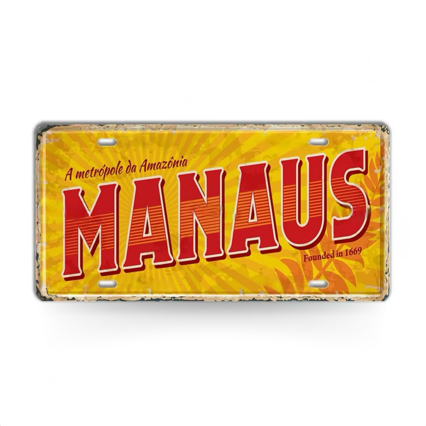 Brazilian States License Plate • Brazil City Names Metal Tin Sign • Retro Wall Hanging Print • Vintage Shabby Chic South American Decor