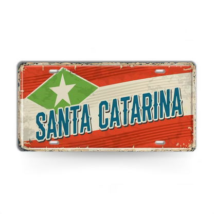 Brazilian States License Plate • Brazil City Names Metal Tin Sign • Retro Wall Hanging Print • Vintage Shabby Chic South American Decor