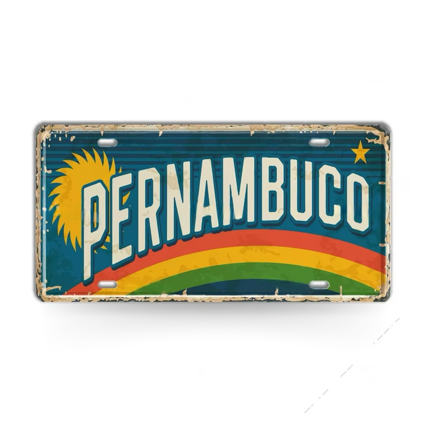 Brazilian States License Plate • Brazil City Names Metal Tin Sign • Retro Wall Hanging Print • Vintage Shabby Chic South American Decor