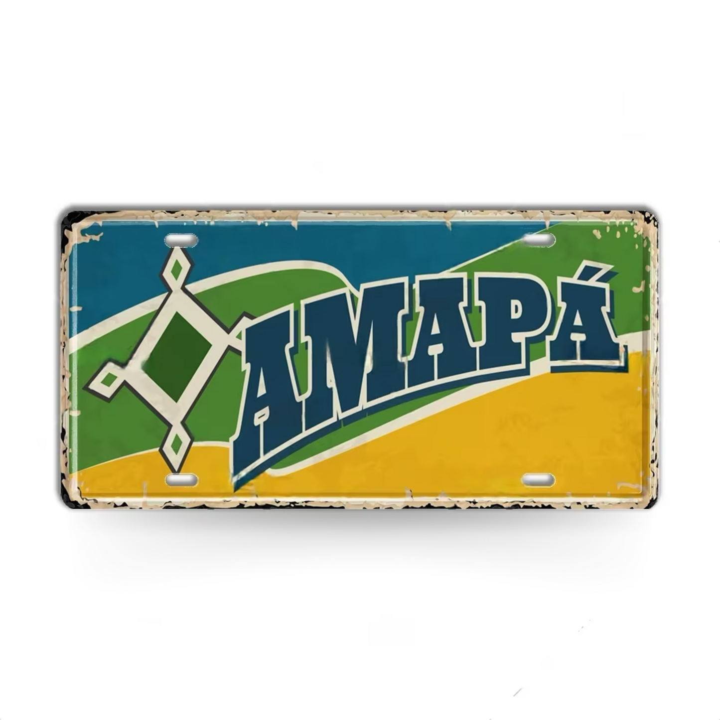 Brazilian States License Plate • Brazil City Names Metal Tin Sign • Retro Wall Hanging Print • Vintage Shabby Chic South American Decor
