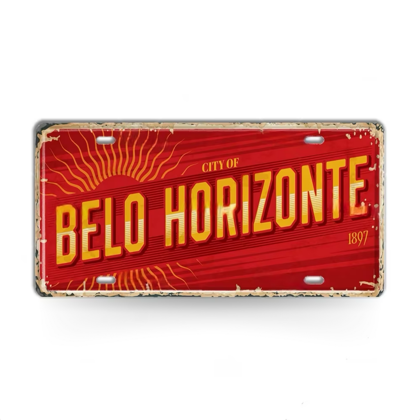 Brazilian States License Plate • Brazil City Names Metal Tin Sign • Retro Wall Hanging Print • Vintage Shabby Chic South American Decor