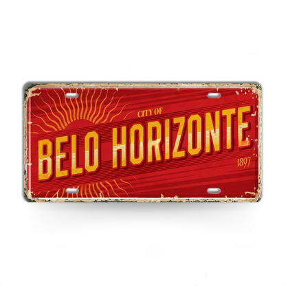 Brazilian States License Plate • Brazil City Names Metal Tin Sign • Retro Wall Hanging Print • Vintage Shabby Chic South American Decor