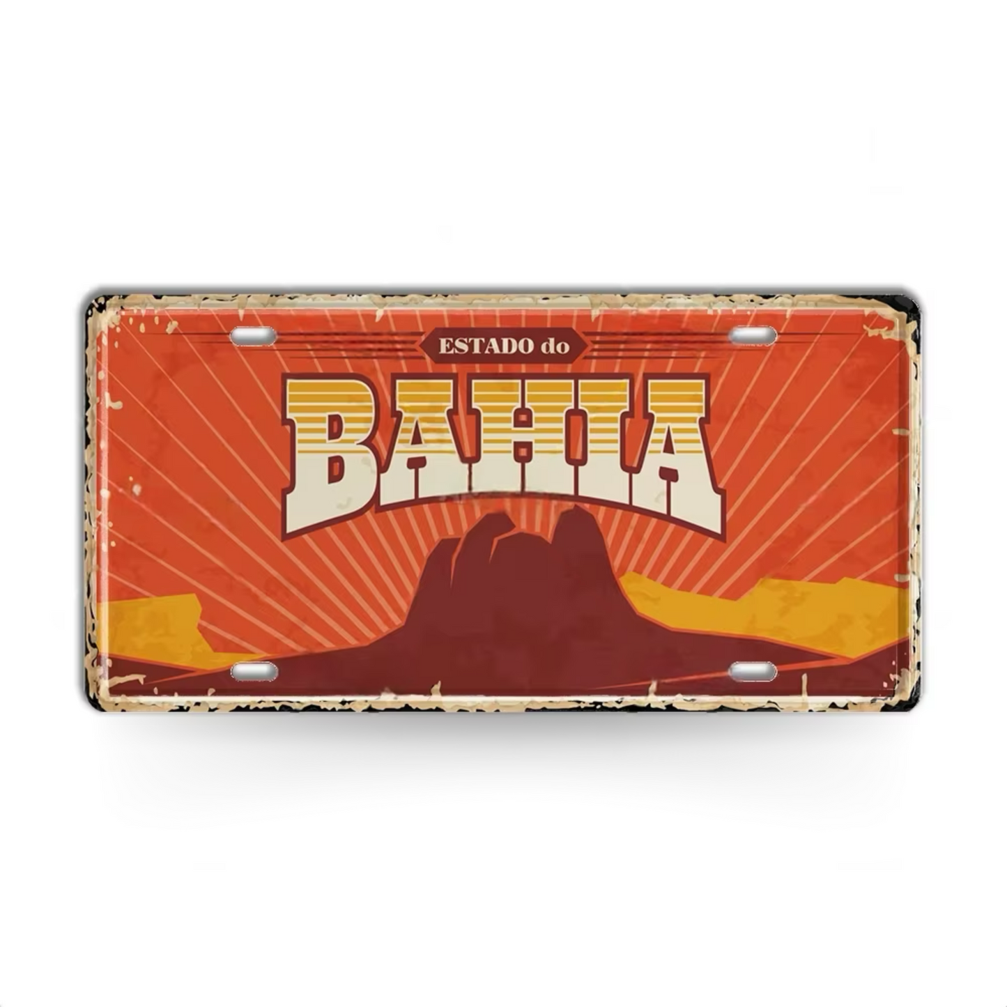 Brazilian States License Plate • Brazil City Names Metal Tin Sign • Retro Wall Hanging Print • Vintage Shabby Chic South American Decor
