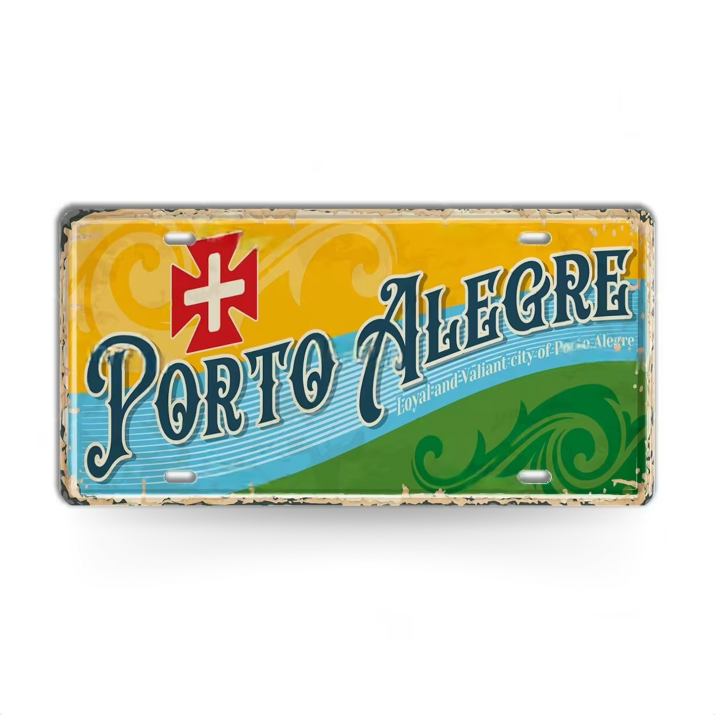Brazilian States License Plate • Brazil City Names Metal Tin Sign • Retro Wall Hanging Print • Vintage Shabby Chic South American Decor