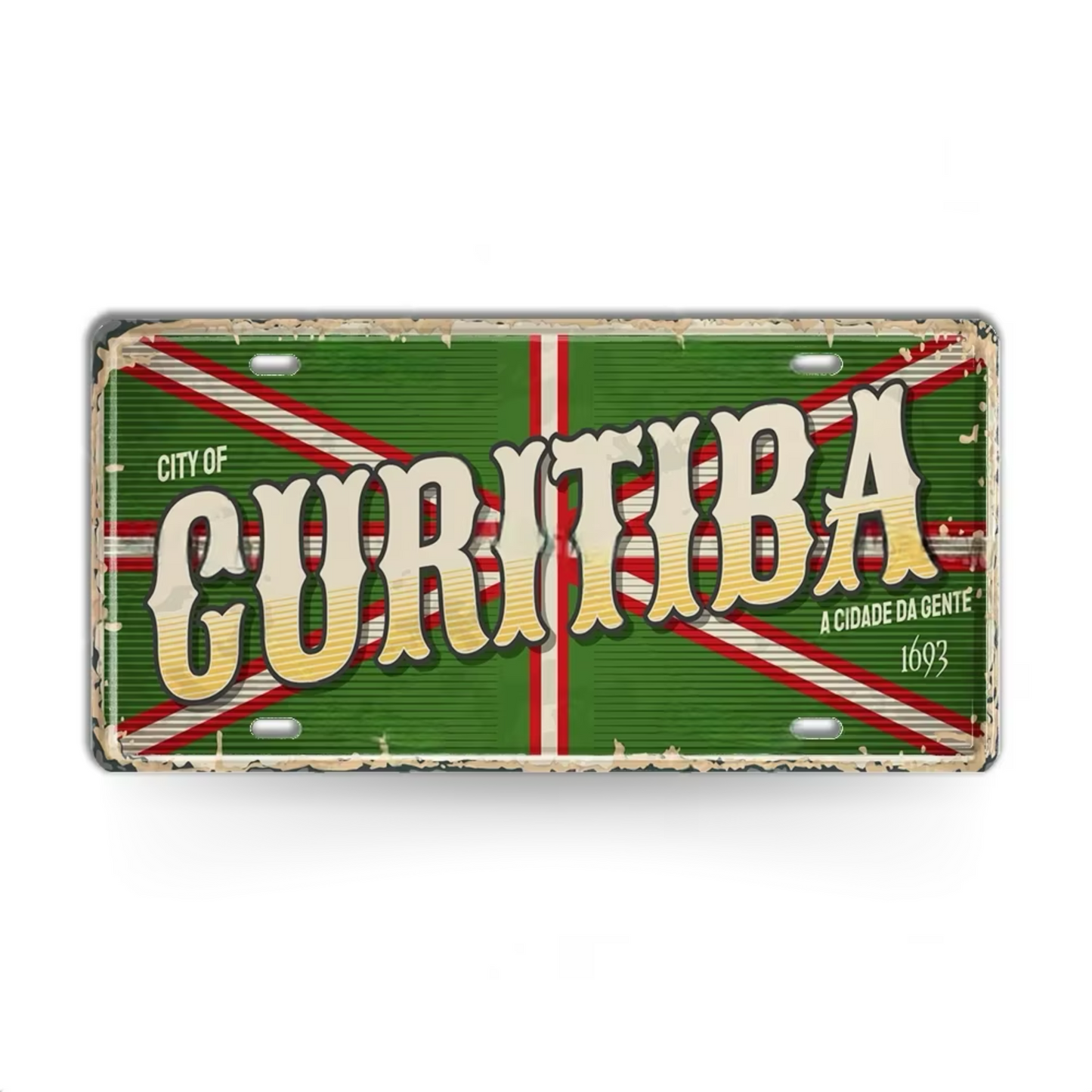 Brazilian States License Plate • Brazil City Names Metal Tin Sign • Retro Wall Hanging Print • Vintage Shabby Chic South American Decor
