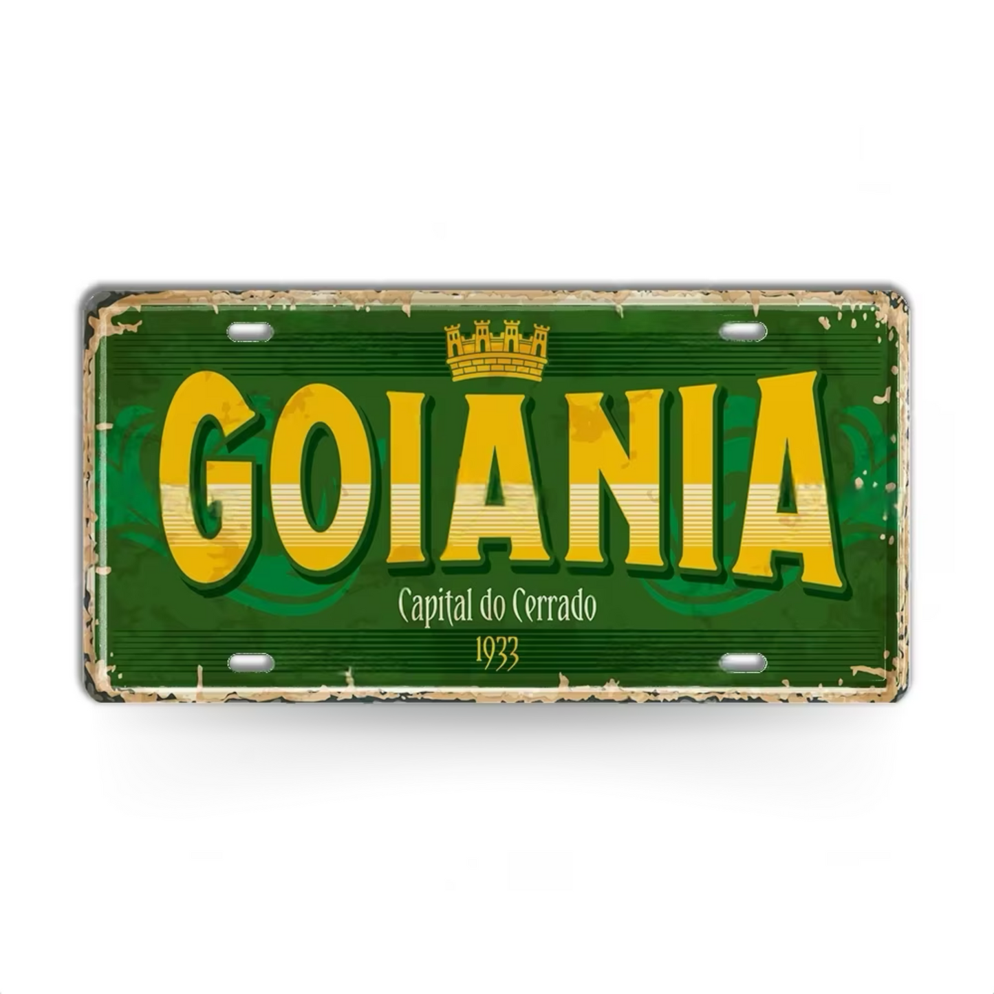 Brazilian States License Plate • Brazil City Names Metal Tin Sign • Retro Wall Hanging Print • Vintage Shabby Chic South American Decor