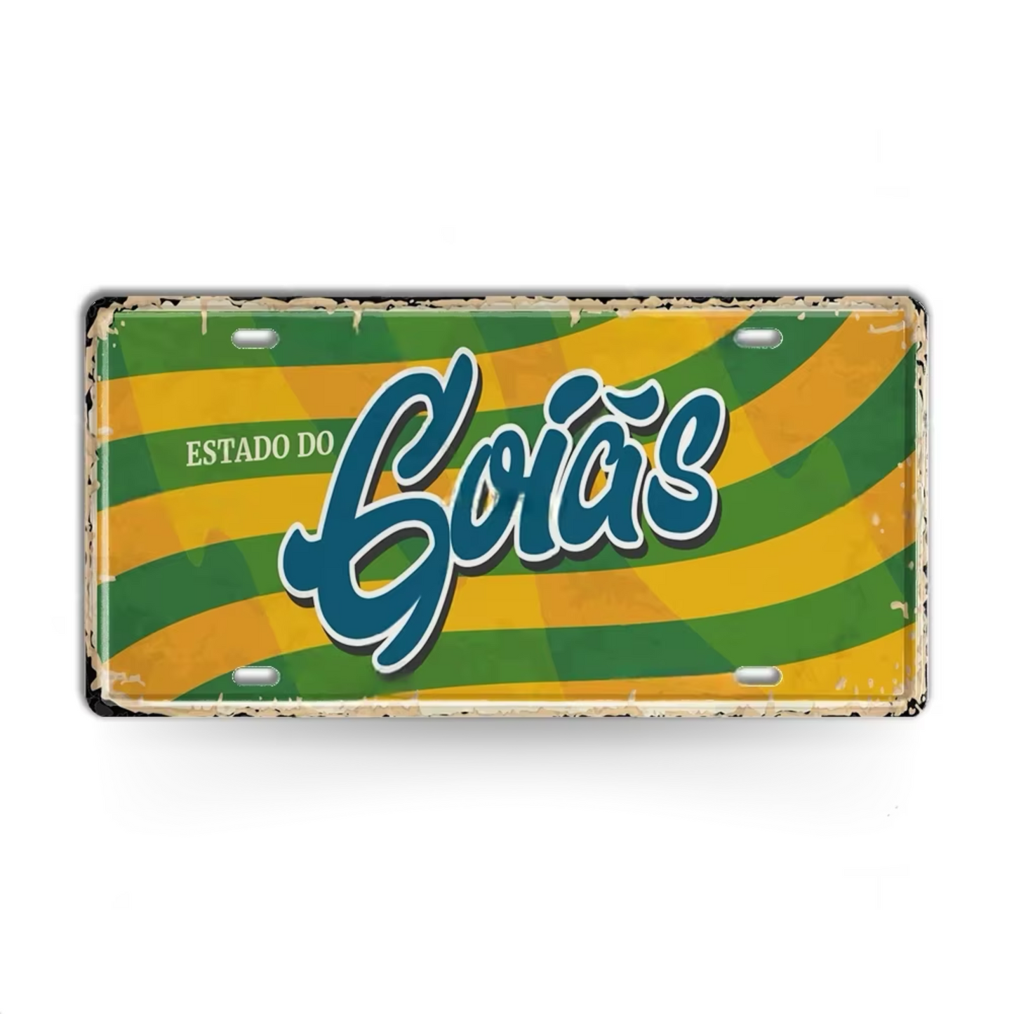 Brazilian States License Plate • Brazil City Names Metal Tin Sign • Retro Wall Hanging Print • Vintage Shabby Chic South American Decor