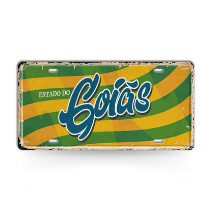 Brazilian States License Plate • Brazil City Names Metal Tin Sign • Retro Wall Hanging Print • Vintage Shabby Chic South American Decor