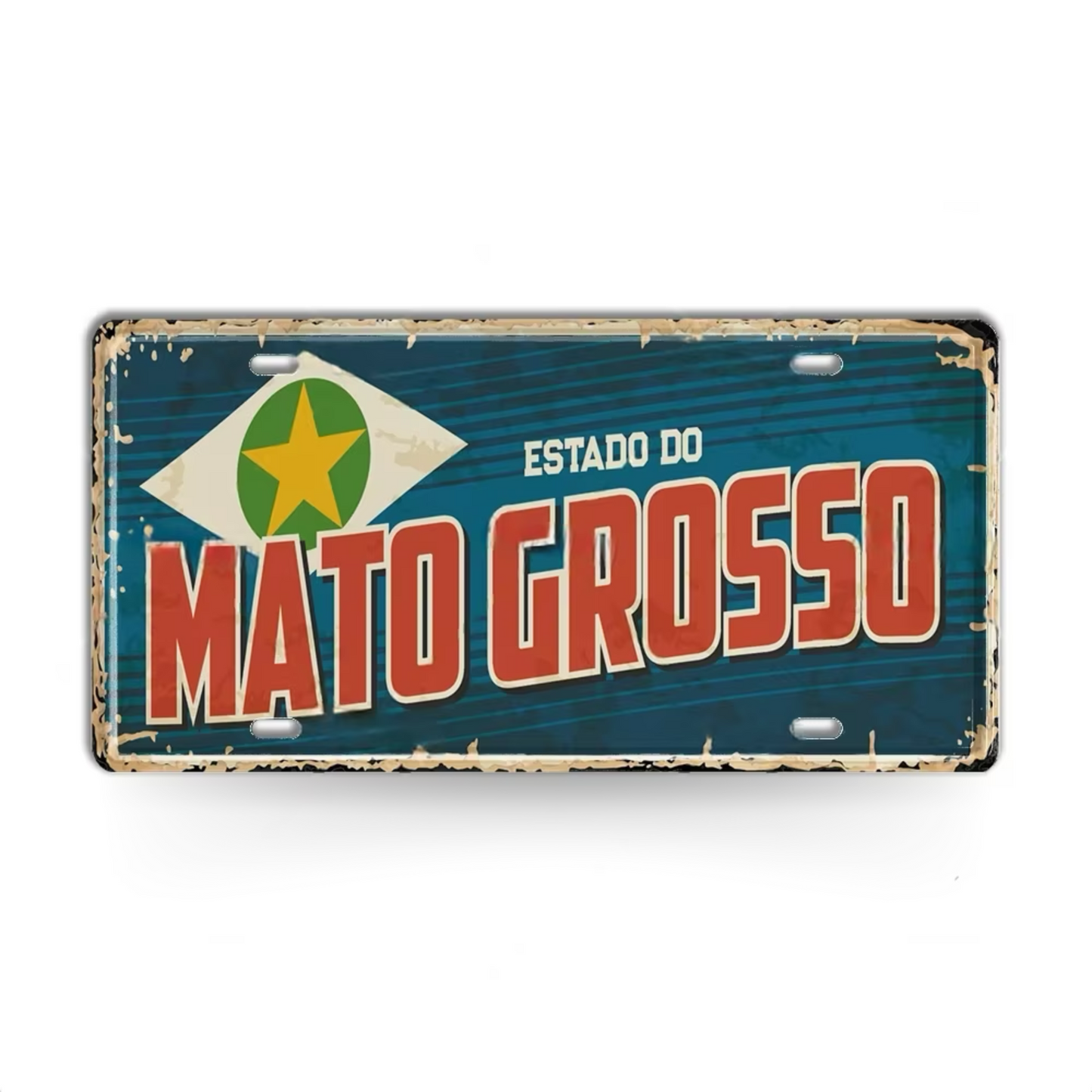 Brazilian States License Plate • Brazil City Names Metal Tin Sign • Retro Wall Hanging Print • Vintage Shabby Chic South American Decor