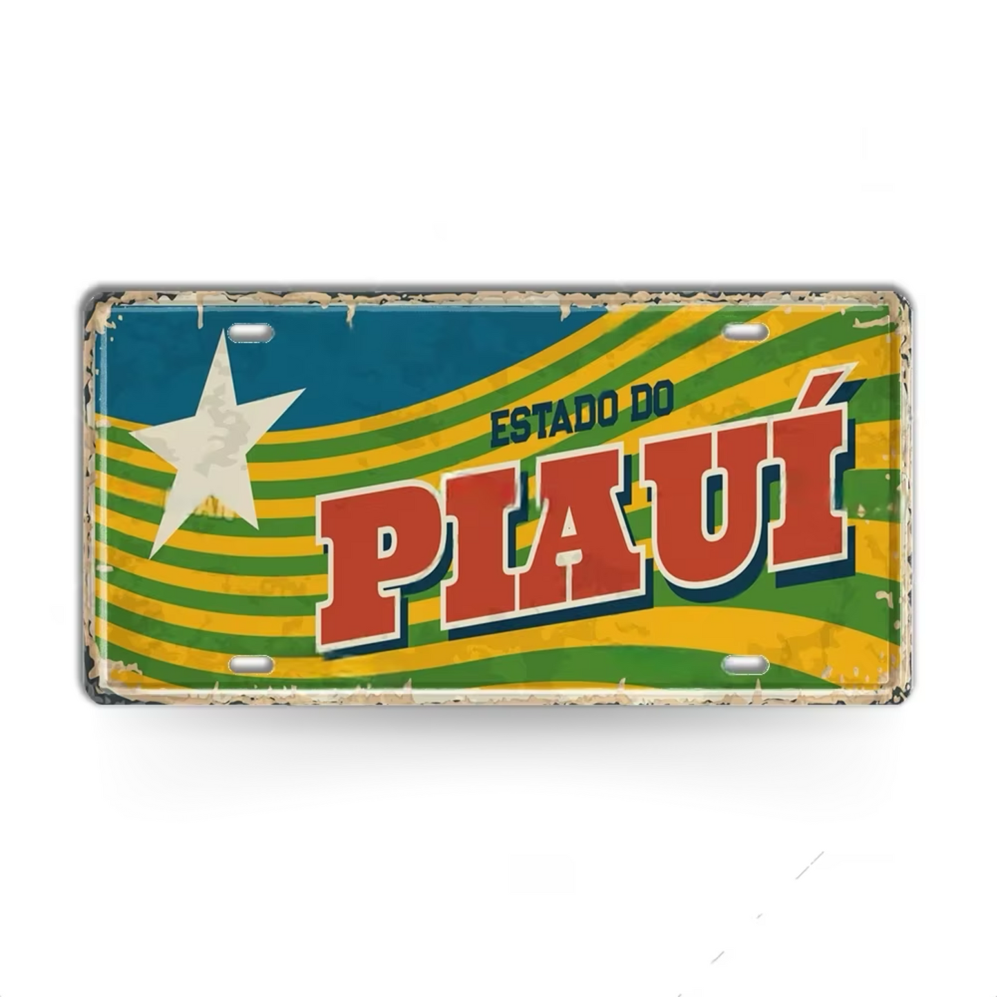Brazilian States License Plate • Brazil City Names Metal Tin Sign • Retro Wall Hanging Print • Vintage Shabby Chic South American Decor