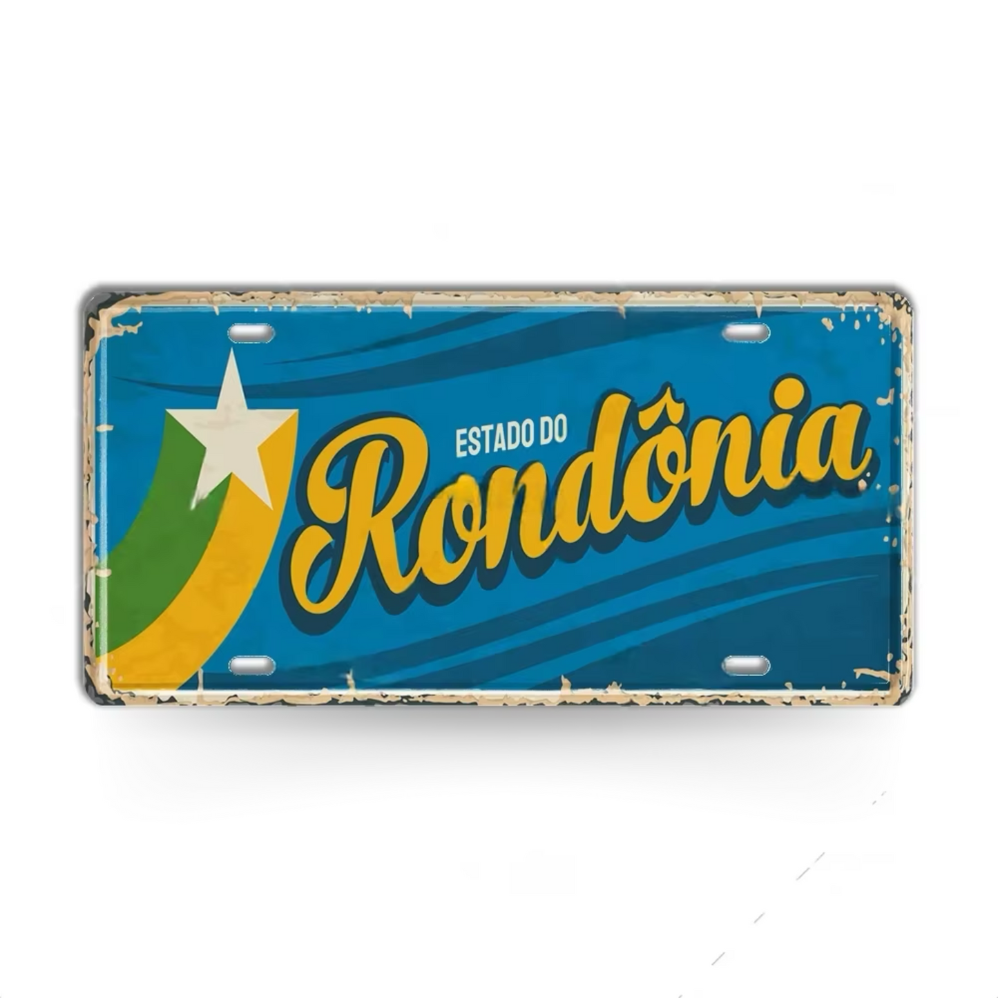 Brazilian States License Plate • Brazil City Names Metal Tin Sign • Retro Wall Hanging Print • Vintage Shabby Chic South American Decor
